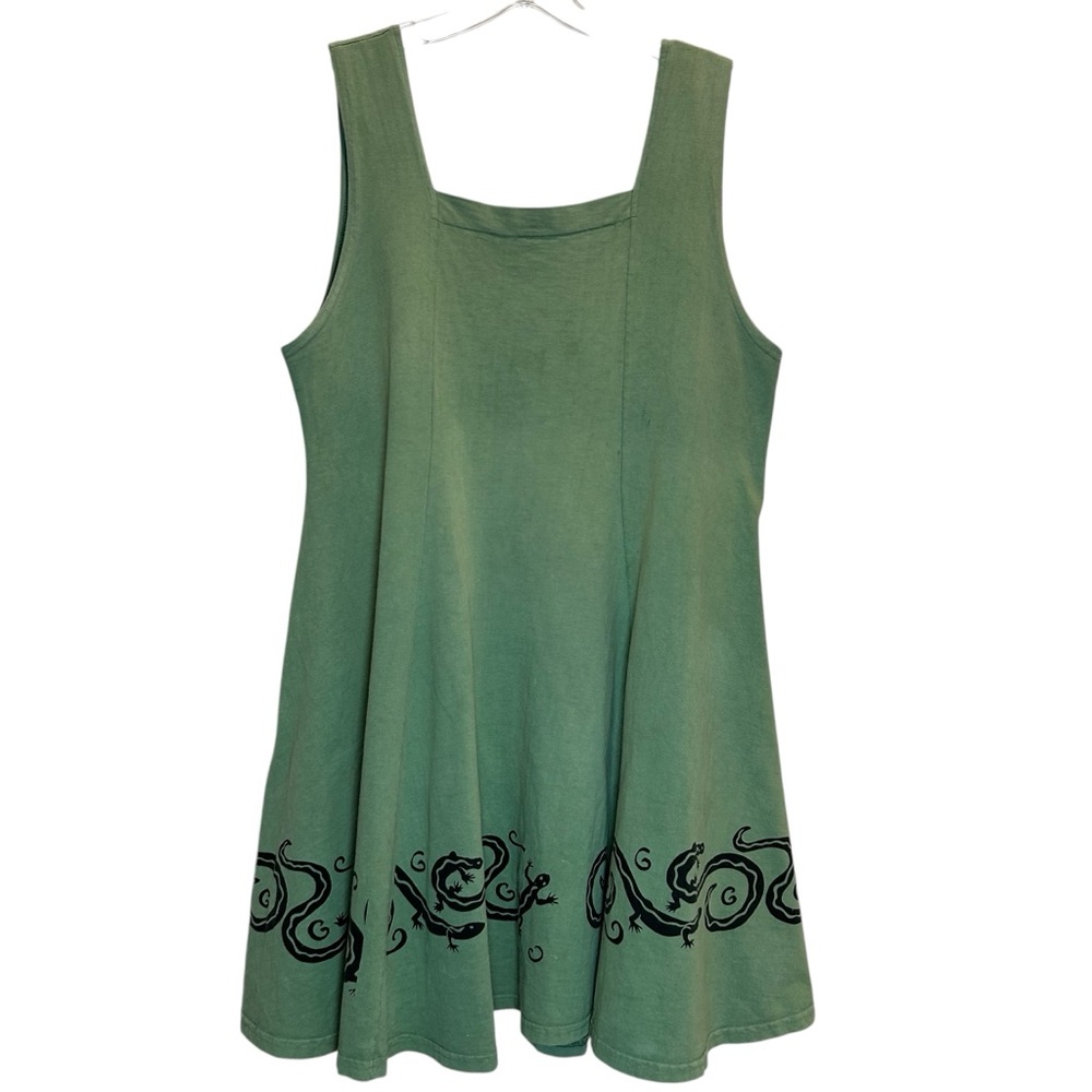 Artworks Vintage Green Cotton Lagenlook Tunic - Made in USA - One Size